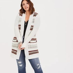 ☆NWT☆ Torrid Ivory Stripe Shawl Knit Boho Cardigan